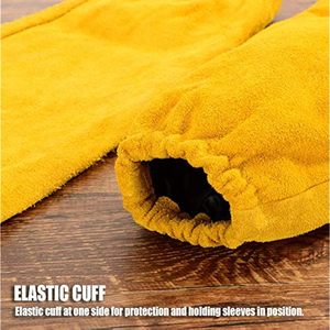 Protectores de brazos de cuero resistentes al calor para soldadores, protectores de brazos de cuero de vaca de primera calidad, mangas de soldadura para trabajo. - Product Image 4
