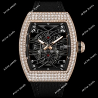 Luxuriöse Skelett-Diamantuhr Roségold Vollbesetzt Automatische Armbanduhr Iced Out Statement-Handgelenk-Accessoire-Design