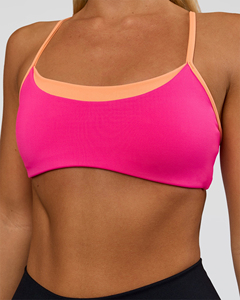 Leggings Deportivos para Mujer, Color Rosa, Tirantes Finos, Cuello Redondo, Detalles en Contraste, Alta Sujeción, Transpirables, Sin Costuras, con Logotipo Frontal - Product Image 6