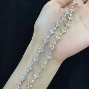 RAMDUT IMPEX Silver/Gold Moissanite Brilliant Cut Channel Setting Tennis Bracelet Geometric Design Trendy Unisex Party <b>Gift</b> GRA - Product Image 4