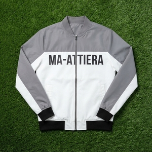 Chaqueta Bomber Gris y Blanca para Hombre, con Bloques de Color, Cierre de Cremallera, Estilo Casual Urbano, Chaqueta de Moda, Personalizada OEM ODM, Venta al Por Mayor - Product Image 5