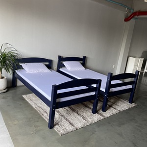 Lit superposé minimaliste bleu foncé personnalisable, meubles de chambre à coucher en bois sur mesure pour enfants - Product Image 6