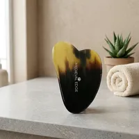 Gua Sha de luxe portatif en corne naturelle, forme cœur, style médiéval, design original d'usine indienne, pour le visage et la relaxation
