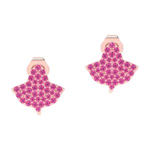 Pendientes de Plata de Ley Chapados en Oro Rosa con Cristales, Diseño de Hoja, Joyería para Mujer, Accesorio de Moda, Regalo Elegante - Product Image 1