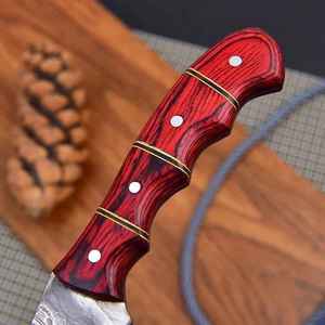 Couteau à fileter le poisson en acier Damas forgé à la main avec manche en bois de Pakka rouge de qualité supérieure et entretoises en laiton - Product Image 2
