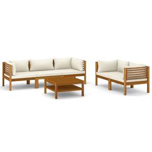 Conjunto de Muebles de Jardín Modulares Medianos de Madera Maciza de Acacia Color Crema - Product Image 2
