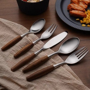 Premium Dining <b>Flatware</b> Set Metal Cutlery With Wooden Handle Stainless Steel Spoon Fork Knife Set Durable Stylish Tableware - Product Image 4