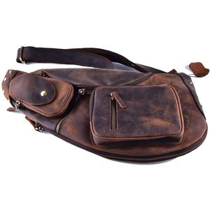 Sac bandoulière unisexe en cuir imperméable, sacs messager personnalisés, motif rayé, fermeture éclair tendance, portable, durable, pour hommes et femmes - Product Image 3