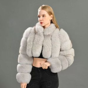 Manteau en fausse fourrure élégant et décontracté pour femme, en laine, à manches chauve-souris, ouvert sur le devant, couleur unie, col épais en fausse fourrure, polyester - Product Image 2