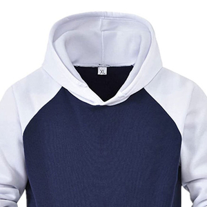 Ensemble de survêtement à capuche pour homme, bleu marine et blanc, à blocs de couleur, manches longues, pantalon à cordon de serrage, décontracté, pour l'automne, coupe classique, polyester et coton - Product Image 5