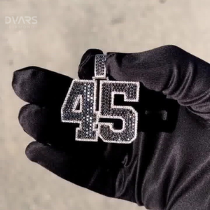 Pendentif personnalisé en moissanite avec nom ou lettre, breloque grand chiffre bicolore, style Hip Hop de luxe, en argent sterling et or - Product Image 6