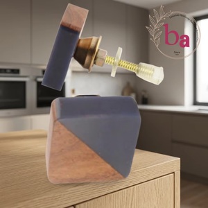 Poignée de meuble carrée géométrique moderne en bois Ba pour cuisine, armoire, bureau à domicile, tiroir, porte – Installation facile - Product Image 5