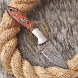 Cuchillo de Caza Hecho a Mano de Acero de Damasco, Hoja de Punta Caída, Mango Rojo, Cuchillo de Supervivencia para Bushcraft y Camping - Product Image 2