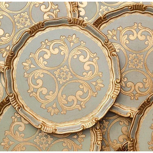 Plateau de service rond en laiton doré de haute qualité, gravé à la main, plateau à thé marocain en métal avec motif géométrique, décoration d'intérieur, pièce maîtresse - Product Image 5