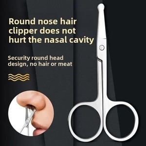 Tijeras de seguridad rectas de acero inoxidable para cejas, maquillaje, belleza, recortador de vello nasal con punta afilada y mango de cerámica - Product Image 5