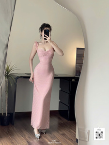 Robe longue moulante en dentelle à épaules dénudées pour femme, idéale pour les soirées, vente en gros ET2263 - Product Image 6