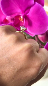 Anillo de compromiso solitario con diamante cultivado en laboratorio de 3 quilates, forma ovalada, para mujer, anillo de oro macizo de 14 quilates, anillo de boda nupcial, aniversario. - Product Image 6