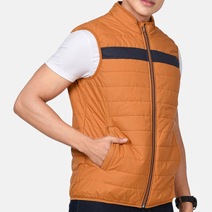 Gilet matelassé noir et blanc pour homme, col montant, fermeture éclair, coupe-vent, vêtement d'extérieur décontracté pour l'hiver, gilet matelassé avec poches - Product Image 5