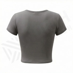 Camiseta Corta de Verano para Mujer, Color Personalizado, Corte Ajustado, Algodón y Poliéster, Cuello Redondo, Top Sexy de Manga Corta - Product Image 2