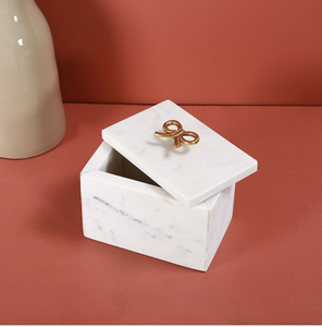 Boîte à bijoux classique en marbre avec un design de bouton élégant, idéale pour la table de toilette royale, article décoratif, vente en promotion - Product Image 1