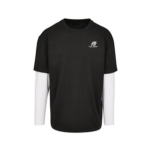 ออกแบบโลโก้ของคุณเอง เสื้อยืดผ้าฝ้าย 100% สองชั้น เสื้อยืดสตรีทแวร์ทรงหลวม พิมพ์ลายสองชั้น สำหรับผู้ชาย - Product Image 1