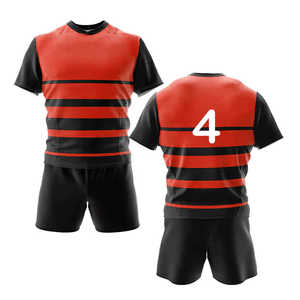 Best Hot Selling 100% Polyester <b>Material</b> Rugby Uniform New Style Custom Team Use Short Sleeve Football Wear Jerseys & Shorts Set - Product Image 1