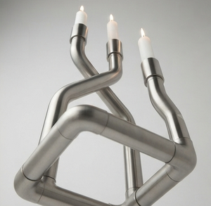 Candélabre moderne en acier inoxydable à 3 bras, support de bougie en métal argenté pour la décoration de la maison - Product Image 3