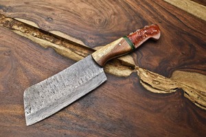 Cuchillo de carnicero de acero al carbono forjado a mano, cuchillo para carne y verduras, mango de madera, grosor de 0.6 mm - Product Image 3