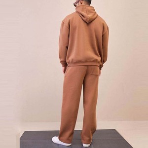 Survêtement à capuche marron pour homme, coupe droite, couleur unie, décontracté, avec poches latérales, fermeture à cordon, idéal pour l'automne - Product Image 6