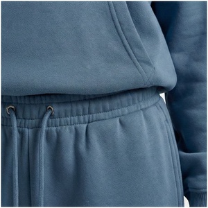 Conjunto Deportivo Unisex de Sudadera con Capucha y Pantalones Jogger Azul Sólido, 100% Algodón, Peso Medio, Informal, para Otoño - Product Image 5
