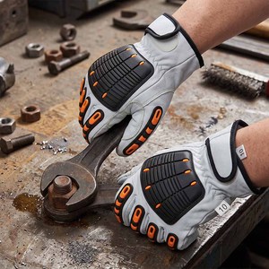 Gants de sécurité robustes en cuir de chèvre, avec poignet élastique, paume et doigts antidérapants en TPR, résistants à la chaleur et antistatiques 11 - Product Image 6