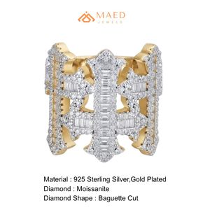 <b>Mens</b> Gold Plated Moissanite Prong Setting Cross Hip Hop Statement <b>Ring</b> <b>for</b> <b>Men</b> Daily Wear Anniversary Gift - Product Image 6