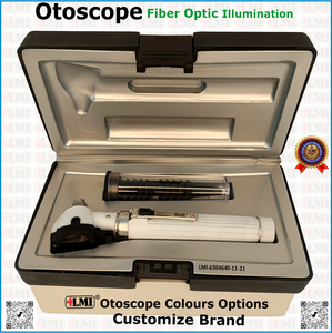 Otoscopio de Fibra Óptica Gris de Alta Calidad, Juego de Instrumentos de Diagnóstico para Examen de Oído, Manual, Ligero y Ecológico - Product Image 1