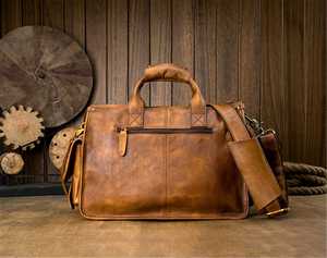 Porte-documents pour ordinateur portable de grande capacité, vintage, pour un usage quotidien, en cuir véritable, pour hommes, LLB-0337 - Product Image 4