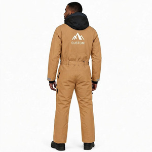 Combinaison de ski une pièce pour femme avec logo personnalisé, en polyester, à fermeture éclair, à capuche, imperméable, coupe-vent, pour l'hiver, pour les activités de plein air, professionnelle - Product Image 2