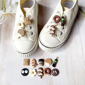DIY shoelace accessories, decorative <b>clip</b>-<b>on</b> <b>charms</b>, detachable shoe buckles, coffee-color series food-style ornaments, shoelace - Product Image 1