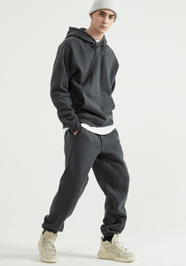 Men's Oversized Hoodie Solid Color Cotton Fleece Casual Streetwear Pullover Autumn Wear - Product Image 4