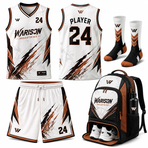 Wholesale Unisex Basketball Uniform Set 100% Polyester Basketball Jersey With Short Socks And Bag Pack Set - Product Image 4