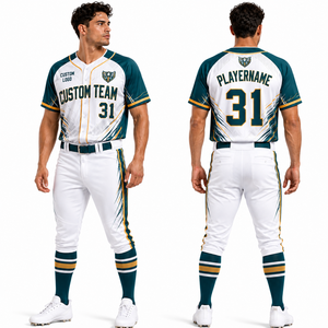 Ensemble de maillot et pantalon de baseball légers, pull à boutons, col à passepoil, échantillon direct à faible MOQ, respirant et à séchage rapide - Product Image 4