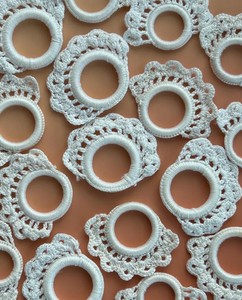<b>Hand</b> Crocheted White Napkin <b>Rings</b> | Lace Cotton Napkin <b>Holders</b> | Farmhouse & Wedding Table Decor - Product Image 1