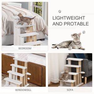 Albero per Gatti a 4 Livelli Bianco con Tiragraffi per Letto Alto o Divano - Product Image 6