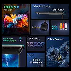 Xtrons 14 "siêu mỏng xe Roof Monitor với môi trường xung quanh ánh sáng được xây dựng trong loa HD trong kép AV trong <span class=keywords><strong>IR</strong></span>/FM Transmitter xe TV - Product Image 2