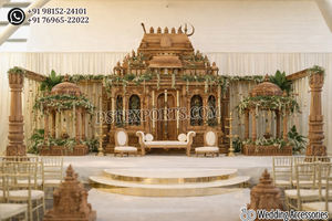 Mandap de Boda con Temática Mughal Jodha Akbar, Estilo Haveli Real, Mandap Dorado, Conjunto de Mandap de Boda Tradicional Mughal, EE. UU. - Product Image 2