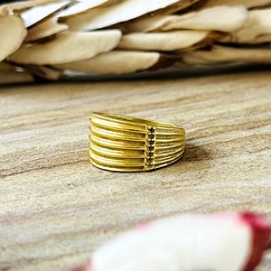 Anillo tribal de latón multicapa de última moda y alta demanda para mujer, chapado en oro de 18k, anillo de banda ancha de varias capas, venta al por mayor/OEM/ODM - Product Image 5