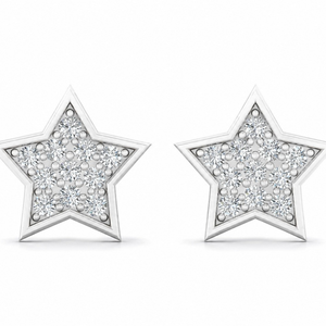 10K Gold Star Shape Diamond Stud <b>Earrings</b> Screw <b>Back</b> |Real Diamond Cluster Hip Hop Style Studs Luxury Anniversary Gift for Women - Product Image 1