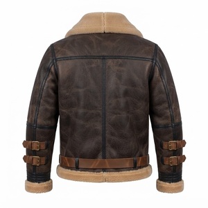 Trending Men's Winter Genuine Leather B3 Bomber <b>Jacket</b> Waterproof Turn-down Collar Warm <b>Real</b> Sheepskin Shearling <b>Fur</b> Aviator - Product Image 5