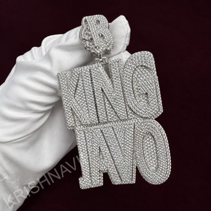 Grand pendentif personnalisé en argent sterling 925 plaqué or avec moissanite taille brillant, collier hip-hop personnalisé, cadeau bijou - Product Image 2