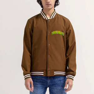 Vestes de baseball unies en gros, boutonnées, avec logo personnalisé imprimé, vestes noires pour hommes, style universitaire - Product Image 1