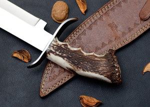 Couteau de chasse J2 en acier, fait main, personnalisé, neuf, avec manche en corne de cerf, le meilleur couteau de survie Bowie de collection, très tranchant - Product Image 3