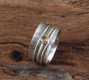 Luxury Natural Citrine <b>Spinner</b> Wedding <b>Ring</b> Elegant 925 Sterling Silver Gold Plated Meditation Band High-Quality <b>Spinner</b> <b>Ring</b> - Product Image 2
